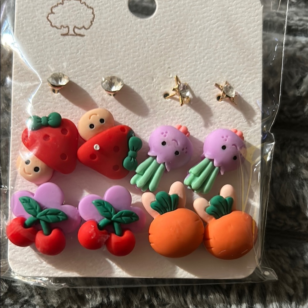 Colorful Kids Fruit Earrings Set
